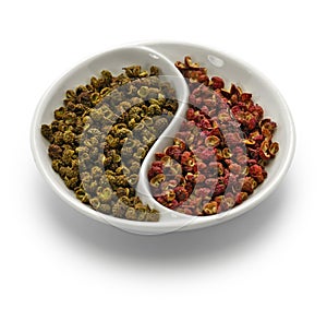 Sichuan pepper, green and red