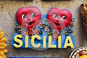 Sicilia with red hearts photo