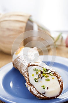 Sicilian cannolo with ricotta cream