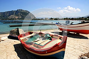 Sicilian colorful fishing boats, Palermo