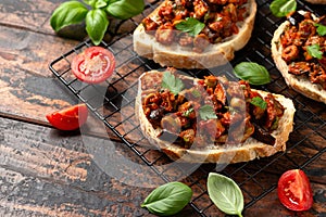 Sicilian Eggplant, Aubergine caponata with fresh white bread