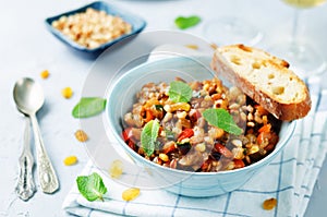 Sicilian Eggplant pine nuts Caponata