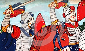 Sicilian folk art, paintings of chariots, paladins