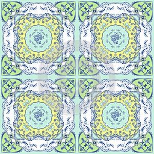 Sicilian Majolica Vintage Blue mediterranean tile Azulejo tile pattern, Portuguese Spanish Italian traditional