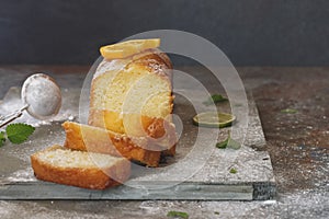 Sicilian orange cake partly sliced