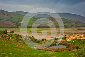 Sicilian rural valley landscape in Regalbuto