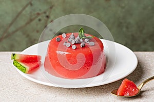 Sicilian summer dessert gelo di melone, Italy. A jellied watermelon pudding