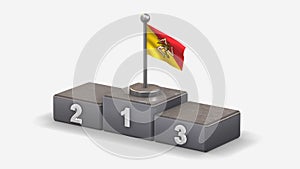 Sicily 3D waving flag illustration on winner podium.