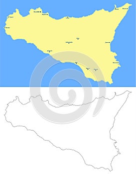 Sicily island map - cdr format