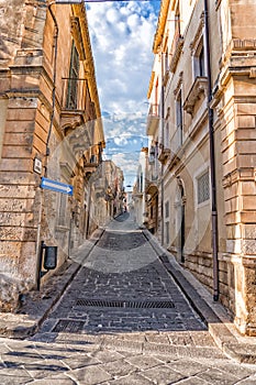 Sicily noto baroque town view on sunny day