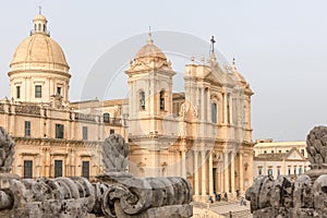 Sicily, Noto town the Baroque Wonder - UNESCO Heritage Site. San Nicola is one of many new churches built after the earthquake of