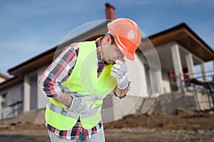 Sick architect having abdominal problem