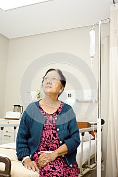 Sick Asian old woman inpatient hospital