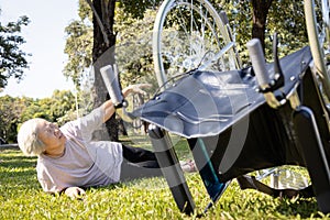 Sick asian senior people falling down from her wheelchair,disabled woman wheelchair accident,elderly female patient fallen down on