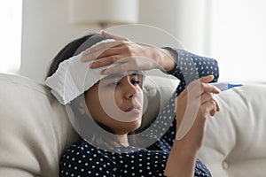 Sick Asian woman suffer from flu at home