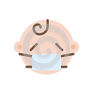 Sick baby flat style icon, vector illustration