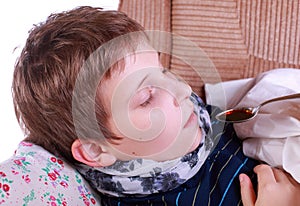 Sick child accepts medicine