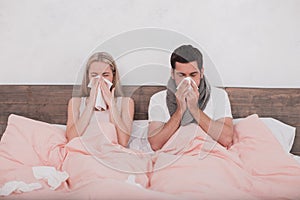 Sick Couple Together Feeling Unwell Concept