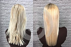 Keratin recovery hair and protein treatment pile with professional photo