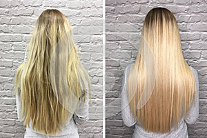 Keratin recovery hair and protein treatment pile with professional photo