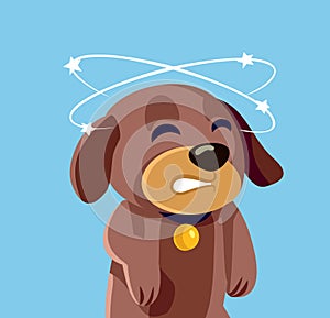 Sick Dog Feeling Dizzy Vector Cartoon Illustration Character