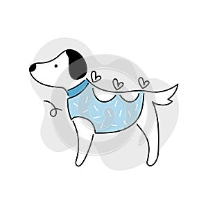 Sick dog line doodle icon