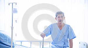 The sick  or elderly Asian man in the hospital or healthcare