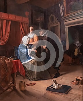 The sick girl, painting by Jan Steen