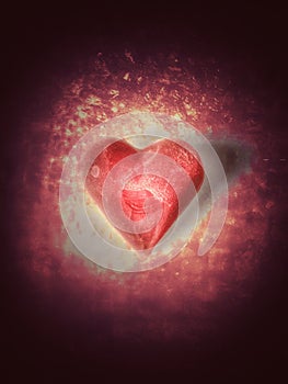 Sick heart.  Heart disease concept.  Lovesickness.