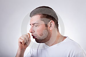 Sick man having a cough