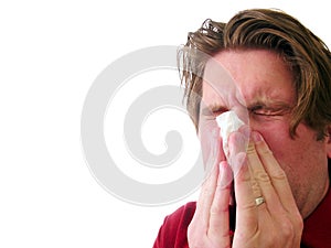 Sick man with tissue