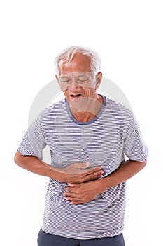Sick old man suffering from diarrhea, indigestive problem