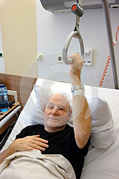 Sick  senior man in hospital