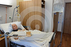 Sick  senior man in hospital