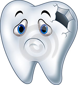 Sick tooth character with caries