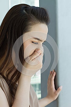 Sick woman with cold or flu