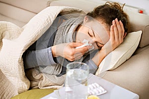 Sick Woman. Flu photo