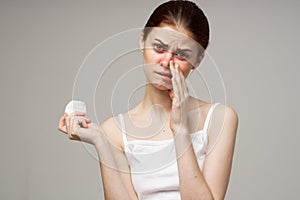 sick woman flu infection virus health problems isolated background