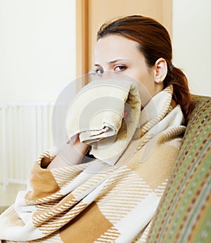 Sick woman in plaid