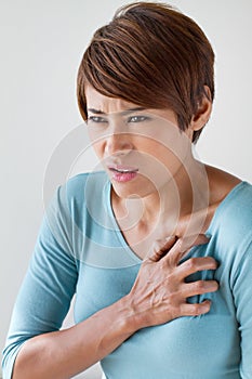 Sick woman with sudden heart attack