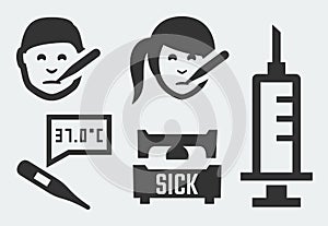 Sickness related icons set