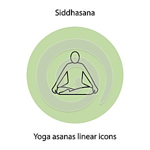 Siddhasana yoga position linear icon