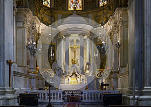 Side altar with crucifixion of Jesus in the Genoa Cathedral