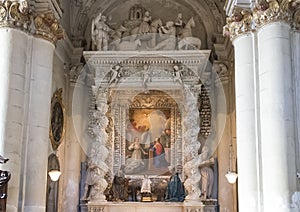 Side Altar of the Duomo Cathedral in Lecce, with a picture of the assumption