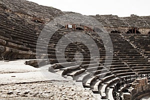 Side ancient city amphitheater in Antalya, Turkey