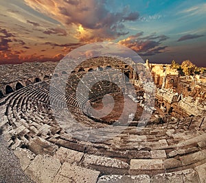 Side antique amphitheatre fish eye top view