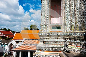 Side area around the main pagoda, Phra Arang wat Arun, Bangkok, Thailand.