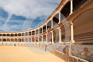 A side of the bullring of Plaza de Toros, Ronda, Spain.