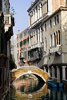 Side canal with bridge, Venice