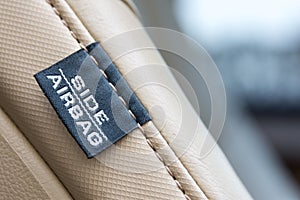 Side Car Airbag Tag. Modern Car Safety Feature